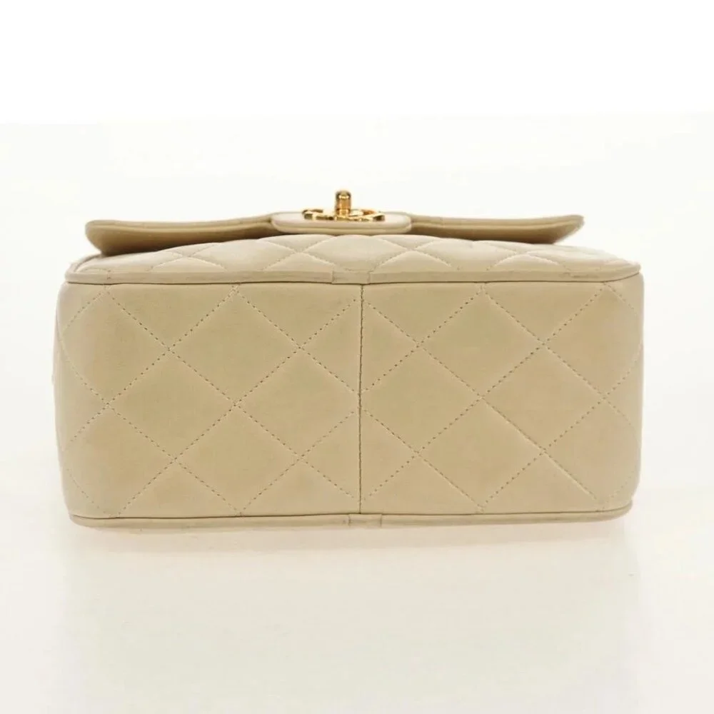CHANEL Matelasse Chain Shoulder Bag Lamb Skin Ivory Gold CC Auth 154054V - Picture 6 of 16